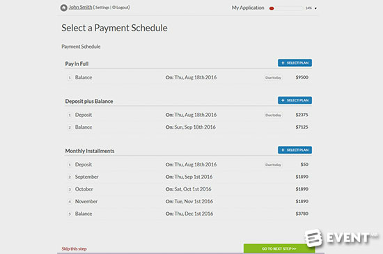 RegPack online payment schedule