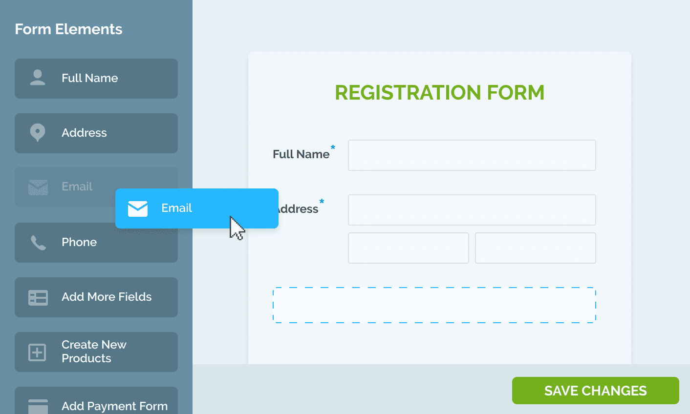 Regpack's registration form