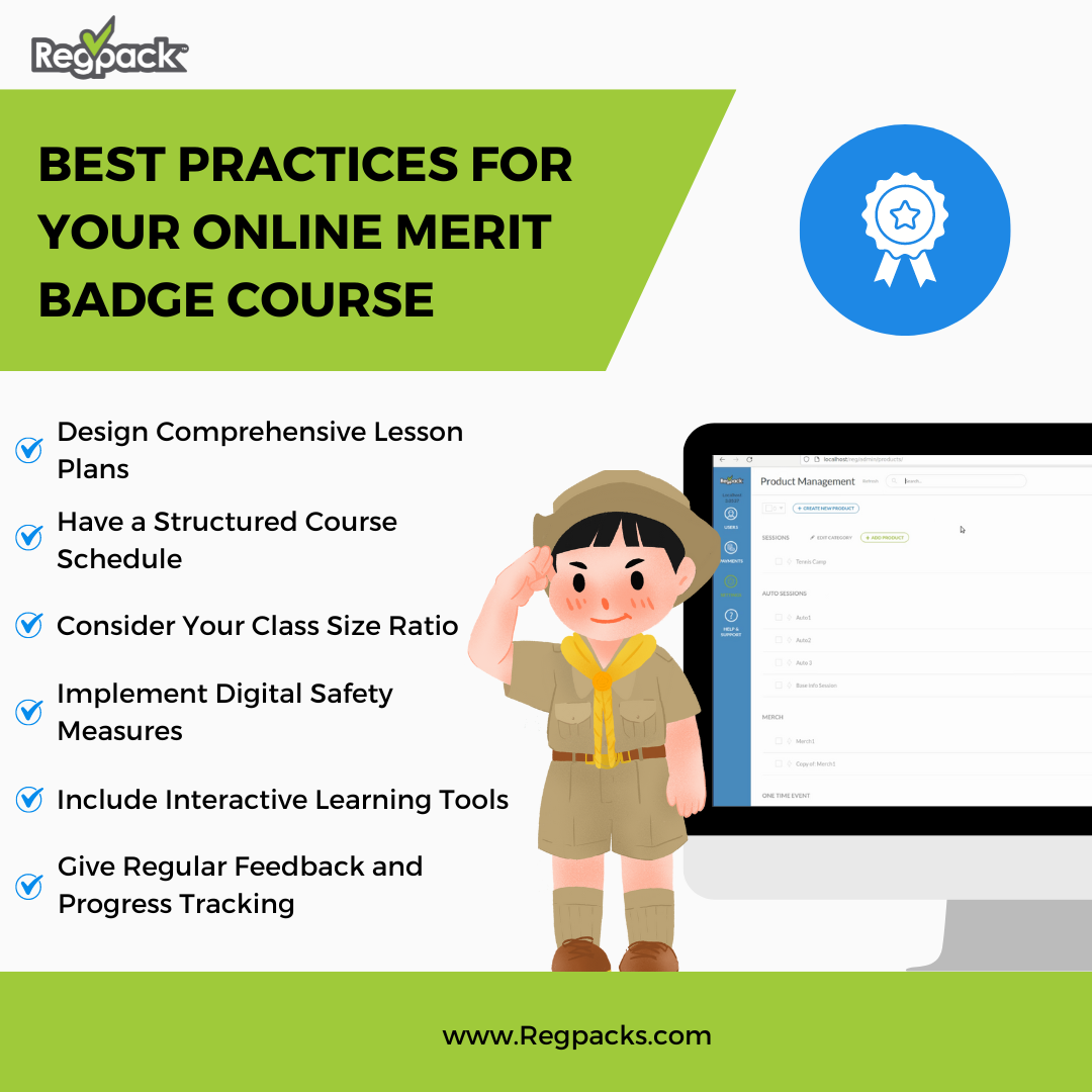 best practices for your online merit badge course infographic
